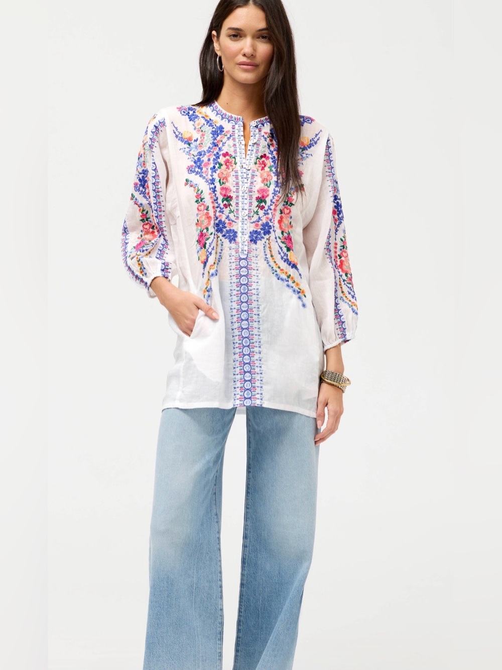 Johnny Was Henley Tunic - Bahari NWT
